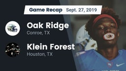 Recap: Oak Ridge  vs. Klein Forest  2019