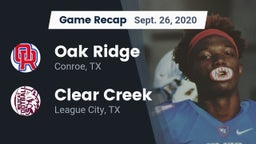 Recap: Oak Ridge  vs. Clear Creek  2020