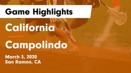 California  vs Campolindo  Game Highlights - March 3, 2020
