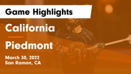 California  vs Piedmont  Game Highlights - March 30, 2022