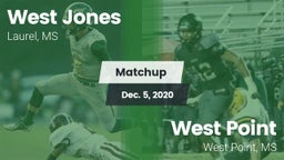 Matchup: West Jones High vs. West Point  2020