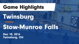 Twinsburg  vs Stow-Munroe Falls  Game Highlights - Dec 10, 2016