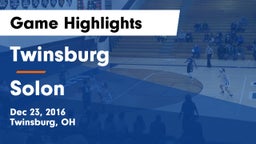 Twinsburg  vs Solon  Game Highlights - Dec 23, 2016