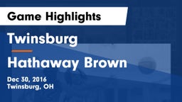 Twinsburg  vs Hathaway Brown  Game Highlights - Dec 30, 2016
