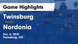 Twinsburg  vs Nordonia  Game Highlights - Jan. 6, 2018