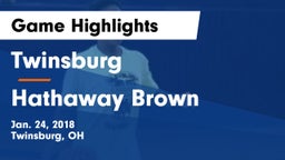 Twinsburg  vs Hathaway Brown  Game Highlights - Jan. 24, 2018