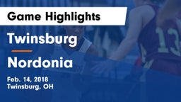 Twinsburg  vs Nordonia  Game Highlights - Feb. 14, 2018