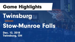 Twinsburg  vs Stow-Munroe Falls  Game Highlights - Dec. 12, 2018