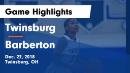 Twinsburg  vs Barberton Game Highlights - Dec. 22, 2018