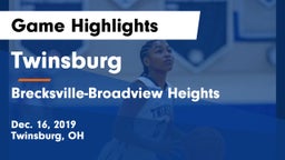 Twinsburg  vs Brecksville-Broadview Heights  Game Highlights - Dec. 16, 2019