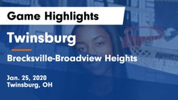 Twinsburg  vs Brecksville-Broadview Heights  Game Highlights - Jan. 25, 2020