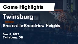 Twinsburg  vs Brecksville-Broadview Heights  Game Highlights - Jan. 8, 2022