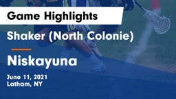 Shaker  (North Colonie) vs Niskayuna  Game Highlights - June 11, 2021