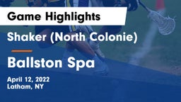 Shaker  (North Colonie) vs Ballston Spa  Game Highlights - April 12, 2022