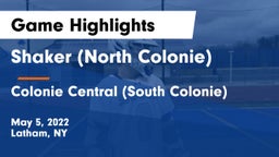 Shaker  (North Colonie) vs Colonie Central  (South Colonie) Game Highlights - May 5, 2022
