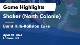 Shaker  (North Colonie) vs Burnt Hills-Ballston Lake  Game Highlights - April 18, 2024