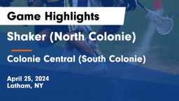 Shaker  (North Colonie) vs Colonie Central  (South Colonie) Game Highlights - April 25, 2024