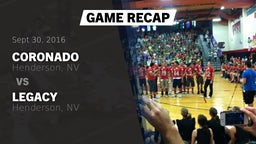 Recap: Coronado  vs. Legacy  2016