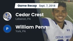 Recap: Cedar Crest  vs. William Penn  2018