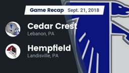 Recap: Cedar Crest  vs. Hempfield  2018