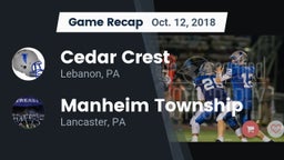 Recap: Cedar Crest  vs. Manheim Township  2018