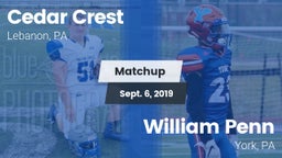 Matchup: Cedar Crest High vs. William Penn  2019