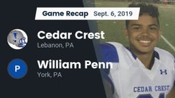 Recap: Cedar Crest  vs. William Penn  2019