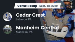 Recap: Cedar Crest  vs. Manheim Central  2020