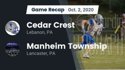Recap: Cedar Crest  vs. Manheim Township  2020