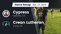 Recap: Cypress  vs. Crean Lutheran  2019