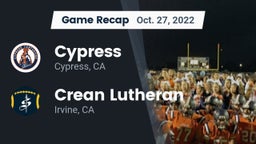 Recap: Cypress  vs. Crean Lutheran  2022