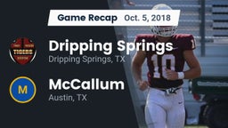Recap: Dripping Springs  vs. McCallum  2018