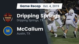 Recap: Dripping Springs  vs. McCallum  2019