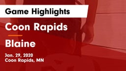 Coon Rapids  vs Blaine  Game Highlights - Jan. 29, 2020
