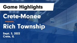 Crete-Monee  vs Rich Township  Game Highlights - Sept. 3, 2022