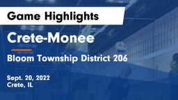 Crete-Monee  vs Bloom Township  District 206 Game Highlights - Sept. 20, 2022