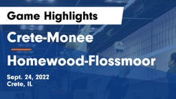 Crete-Monee  vs Homewood-Flossmoor  Game Highlights - Sept. 24, 2022
