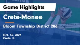 Crete-Monee  vs Bloom Township  District 206 Game Highlights - Oct. 13, 2022