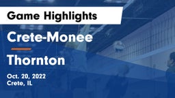 Crete-Monee  vs Thornton  Game Highlights - Oct. 20, 2022