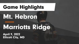 Mt. Hebron  vs Marriotts Ridge  Game Highlights - April 9, 2022