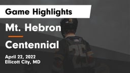 Mt. Hebron  vs Centennial  Game Highlights - April 22, 2022