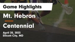 Mt. Hebron  vs Centennial  Game Highlights - April 20, 2023
