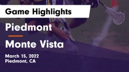 Piedmont  vs Monte Vista  Game Highlights - March 15, 2022