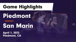 Piedmont  vs San Marin  Game Highlights - April 1, 2023