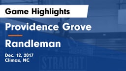 Providence Grove  vs Randleman  Game Highlights - Dec. 12, 2017
