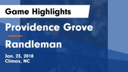 Providence Grove  vs Randleman  Game Highlights - Jan. 23, 2018