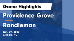 Providence Grove  vs Randleman  Game Highlights - Jan. 29, 2019