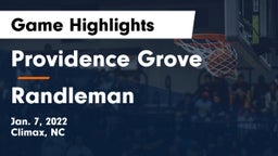 Providence Grove  vs Randleman  Game Highlights - Jan. 7, 2022