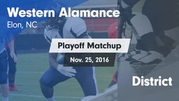 Matchup: Western Alamance vs. District 2016