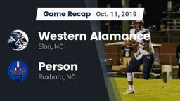 Recap: Western Alamance  vs. Person  2019